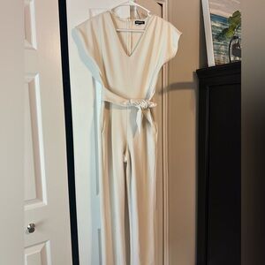 Express Cream Tie-Waist Jumpsuit